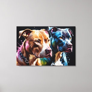Porträt von zwei Pit Bulls Leinwanddruck