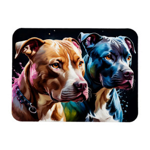 Porträt von zwei Pit Bulls Magnet