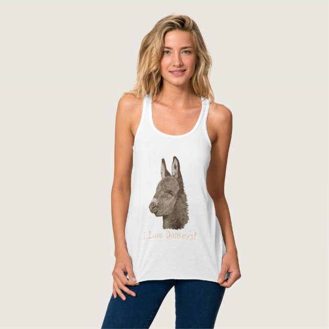 Porträt zeichnend niedlicher Esel-niedlicher Esel Tank Top (Vorderseite Vollansicht)