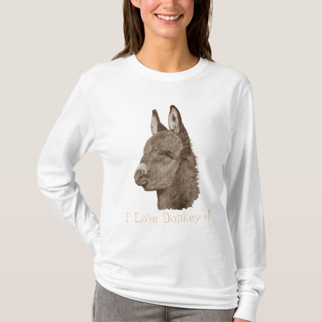Porträt zeichnend niedlicher Esel T-Shirt (Vorderseite)