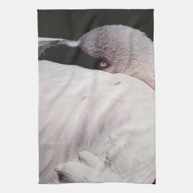 Porträt-Zeichnungseffekt Kunst Rosa Flamingo Handtuch (Vertikal)