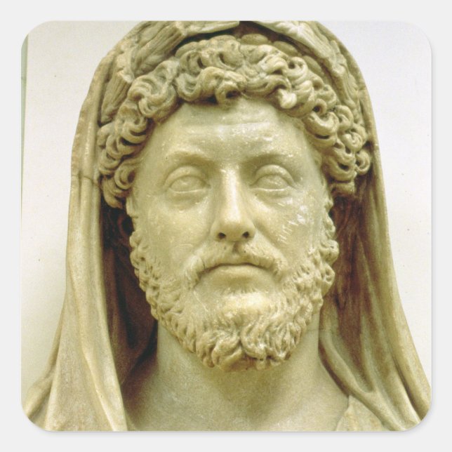 Porträtbüste von Marcus Aurelius Quadratischer Aufkleber (Vorderseite)