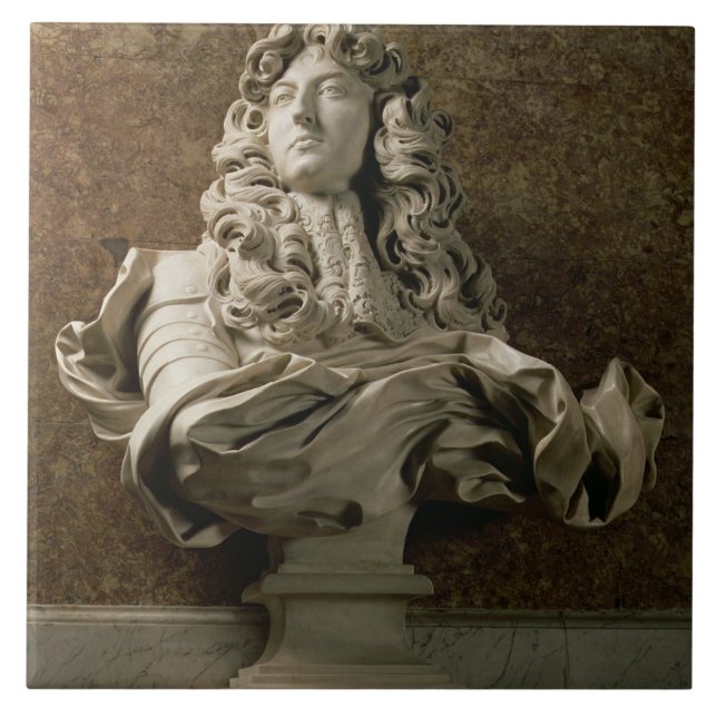 Porträtfehlschlag von Louis XIV (1638-1715), 1665, Fliese (Vorderseite)