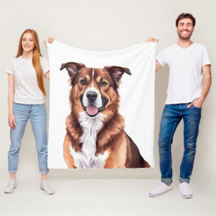Porträtkissen für Haustiere - Aquarellfarben-Hunde Fleecedecke