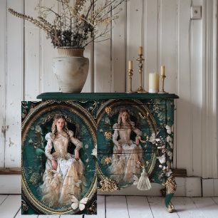 Porträtkunst Edwardianische Ära Smaragdgrün Seidenpapier