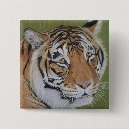 Porträtmalerei auf Tiger mit traurigen Augen große Button
