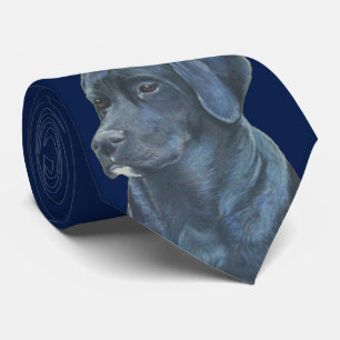 Porträtmalerei mit schwarzem Labrador-Hund Krawatte