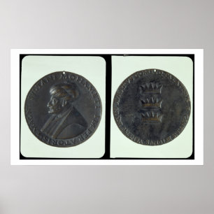Porträtmedaille, obvers, die Sultan Mehmed II dars Poster