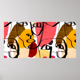 Porträts einer Frau im modernen abstrakten Stil. H Poster