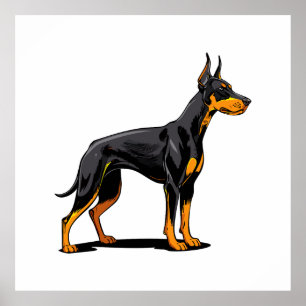 Porträts eines Dobermann-Hundekopfes Vorderansicht Poster