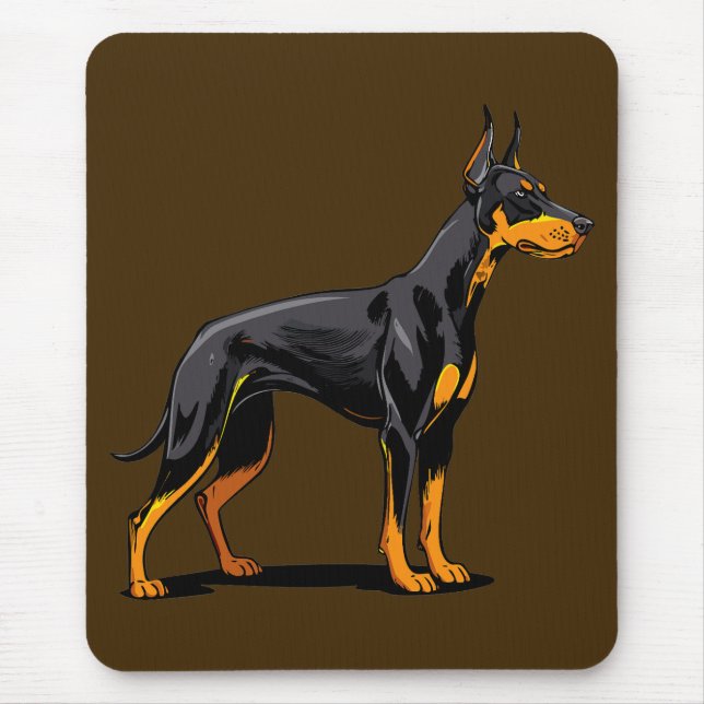 Porträts eines Dobermann-Hundes Vorderansicht Mousepad (Vorne)