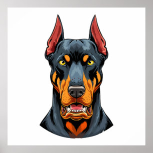 Porträts eines Dobermann-Hundes Vorderansicht Poster