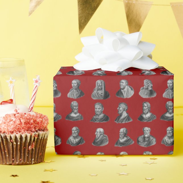 Porträts Muster antiker Philosophen Geschenkpapier (Geburtstagsparty)