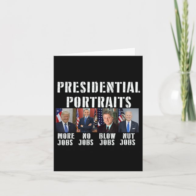 Porträts Trump Mehr Arbeitsplätze Obama Keine Jobs Karte (Vorderseite)