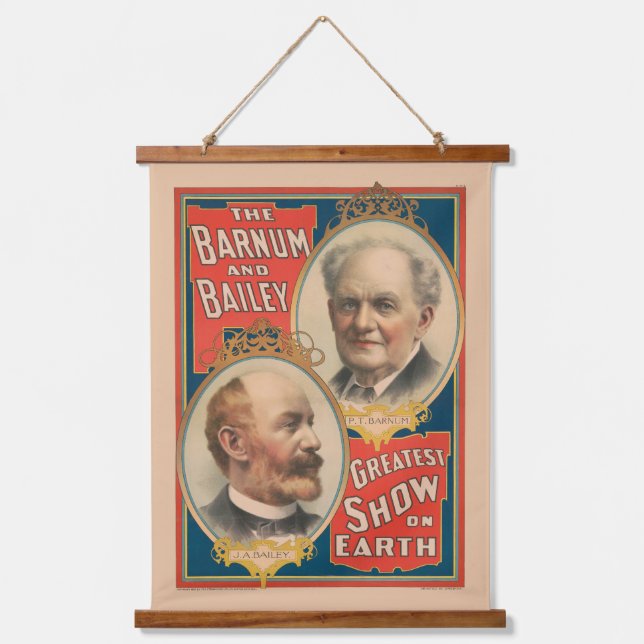 Porträts von P.T. Barnum und J.A. Bailey Wandteppich Mit Holzrahmen (Vorderseite)