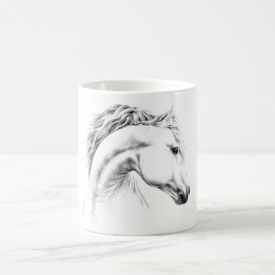 Porträtskizze für Pferde zeichnend Reitkunst Kaffeetasse