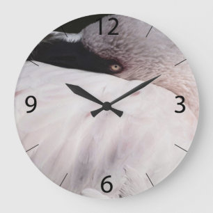 Porträtzeichnung Effekt Kunst Rosa Flamingo Große Wanduhr