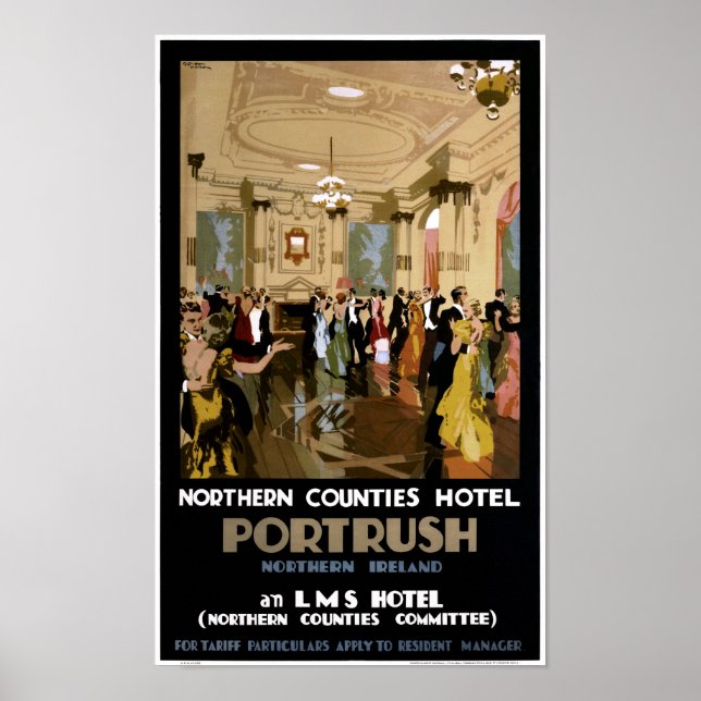 Portrush Vintage Travel Poster (Vorne)