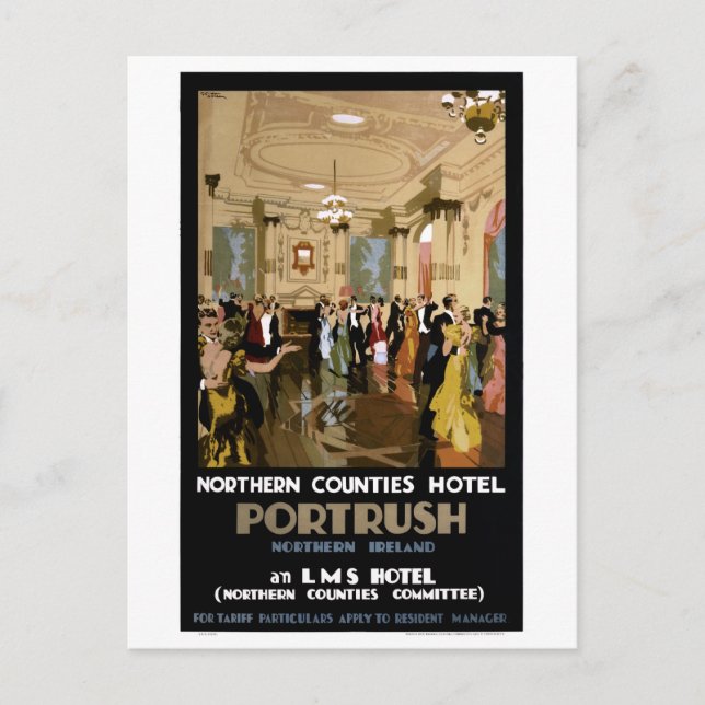 Portrush Vintage Travel Poster Postkarte (Vorderseite)