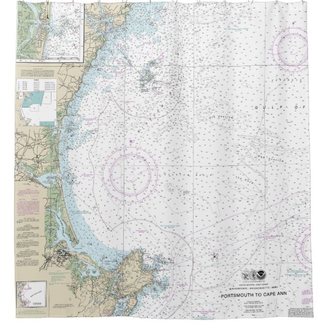 Portsmouth bis Cape Ann nautical Chart 13278 Duschvorhang (Vorderseite)