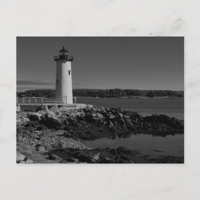Portsmouth Harbour Lighthouse-B-W Postkarte (Vorderseite)