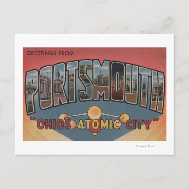 Portsmouth, Ohio - Große Buchstabenszenen Postkarte (Vorderseite)