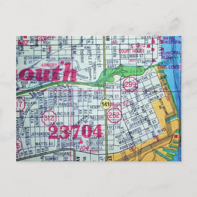 Portsmouth, VA Carte Vintage (Devant)