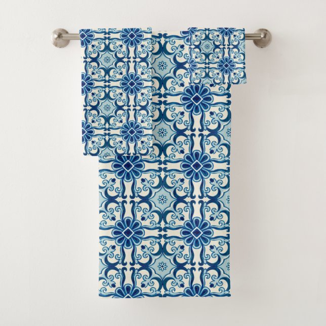 Portugais Azulejos Blue Floral Motif (En situation)