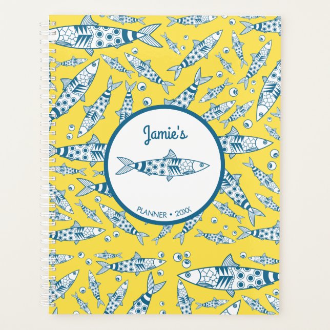 Portugais Lisbonne Sardines Motif Azulejos Jaune (Devant)