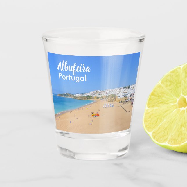 Portugal Albufeira Strand an der Algarve Souvenir Schnapsglas (Vorderseite)