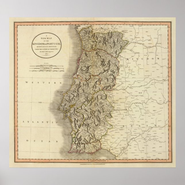 Portugal Atlas Karte Poster (Vorne)