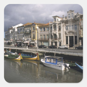 Portugal, Aveiro. Moliceiros (Algensammlung) Quadratischer Aufkleber