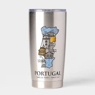 Portugal Azulejo Karte Edelstahl Reise Tumbler Thermobecher