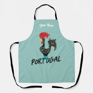 Portugal Barcelos Hahnensymbol, sage blau Schürze