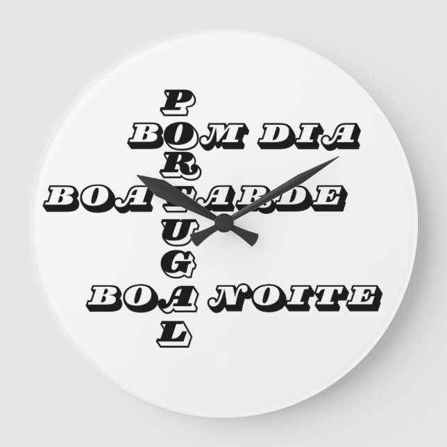 Portugal Bom Dia Boa Tarde Boa Noite Große Wanduhr (Vorderseite)