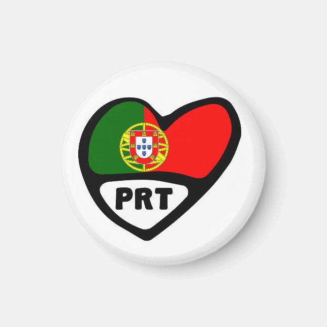 Portugal Country Code Flag Heart, PRT Magnet (Vorne)