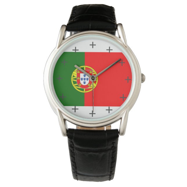 Portugal Custom Classic Black Leather Armbanduhr (Vorderseite)