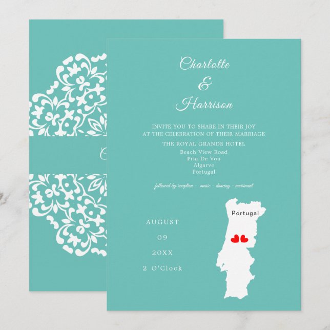 Portugal Destination Mariage Invitation (Devant / Derrière)