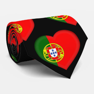 Portugal Drapeau couleurs Motif de coeur Cravate