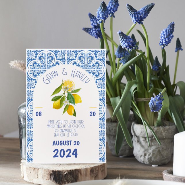 Portugal Einladung zur Hochzeit | Blaue Fliesen Postkarte (Von Creator hochgeladen)