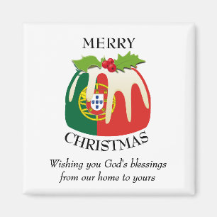 PORTUGAL FLAG Christmas Pudding  Magnet