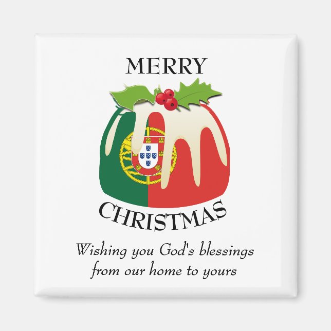 PORTUGAL FLAG Christmas Pudding  Magnet (Vorne)