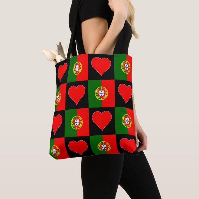 Portugal Flag Herzmuster Patriotic Portugiesisch Tasche (Von Nahem)