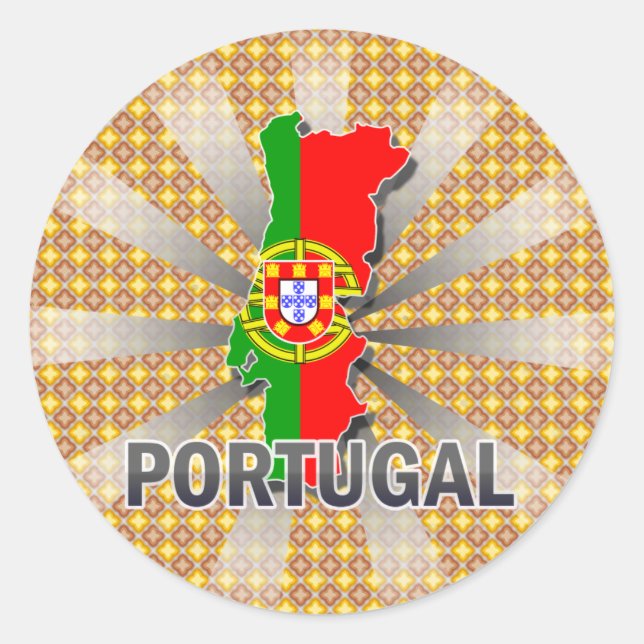 Portugal Flag Map 2.0 Runder Aufkleber (Vorderseite)