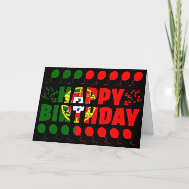 Portugal Flag Patriotic Birthday Karte (Vorderseite)