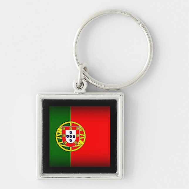 Portugal Flag Schwarzer Rand Schlüsselanhänger (Vorne)