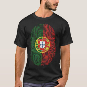 Portugal-Flagge Fingerabdruck mit Wappen T-Shirt
