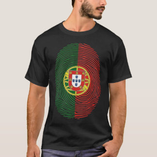 Portugal-Flagge Fingerabdruck mit Wappen T-Shirt