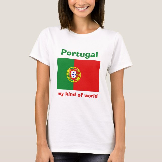 Portugal-Flagge + Karte + Text-T - Shirt (Vorderseite)