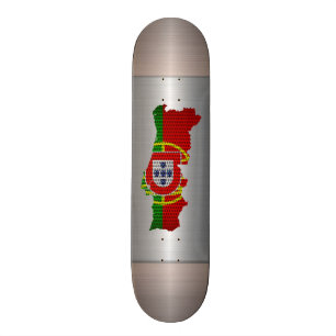 Portugal-Flagge und Karten-Stahlmetallloch Skateboard